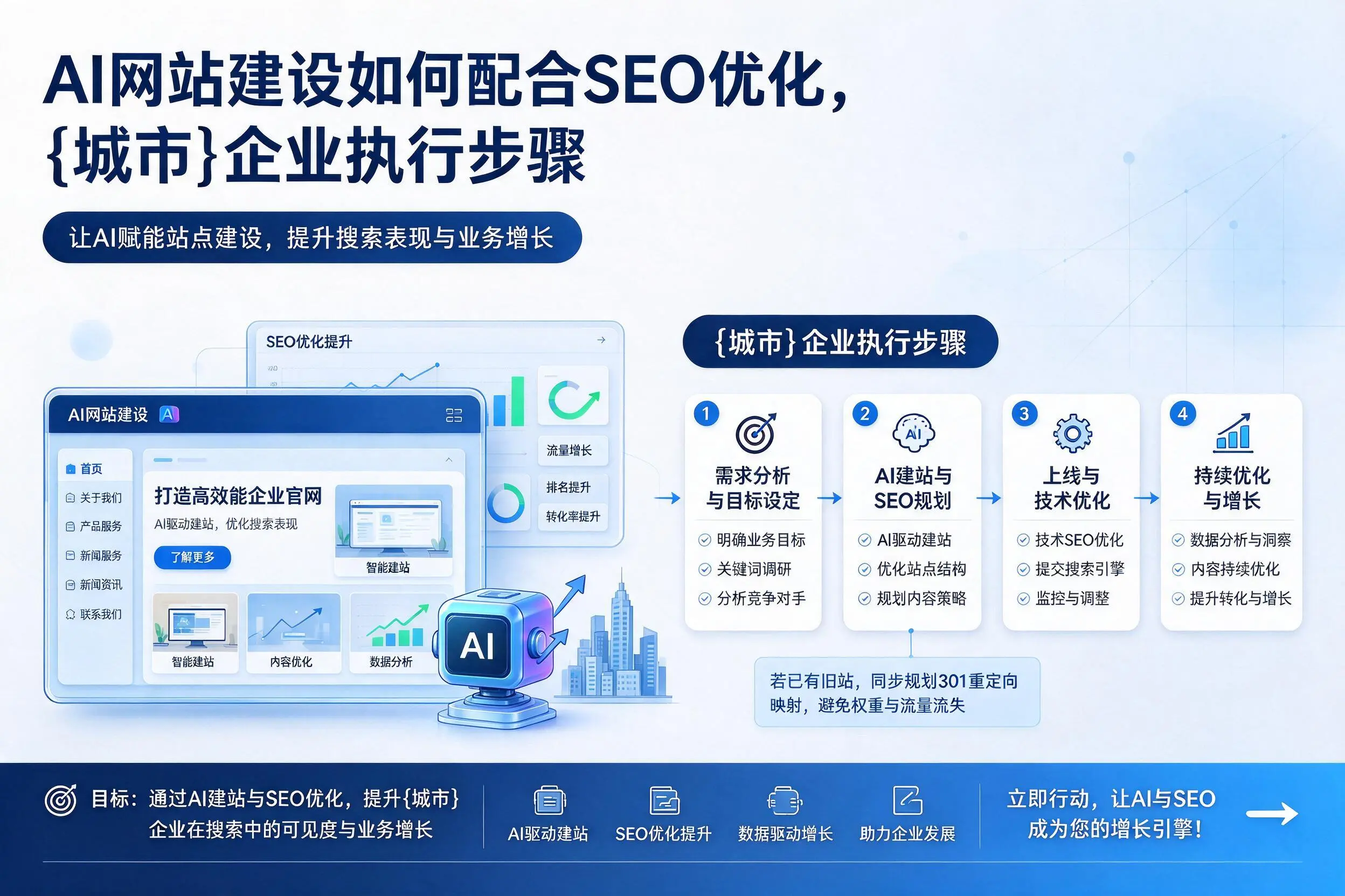 AI网站建设如何配合SEO优化,苏州企业执行步骤