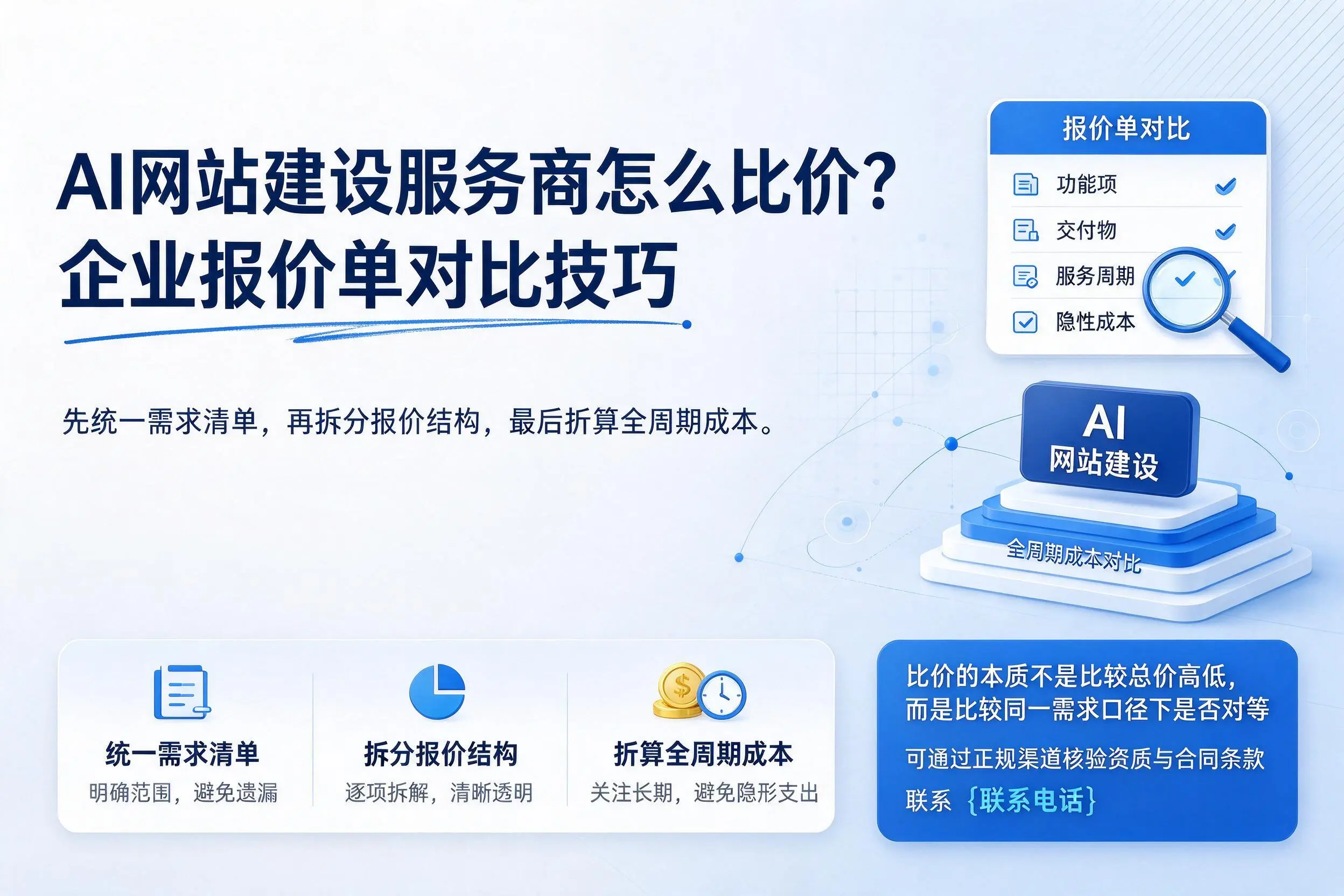 AI网站建设服务商怎么比价？苏州企业报价单对比技巧