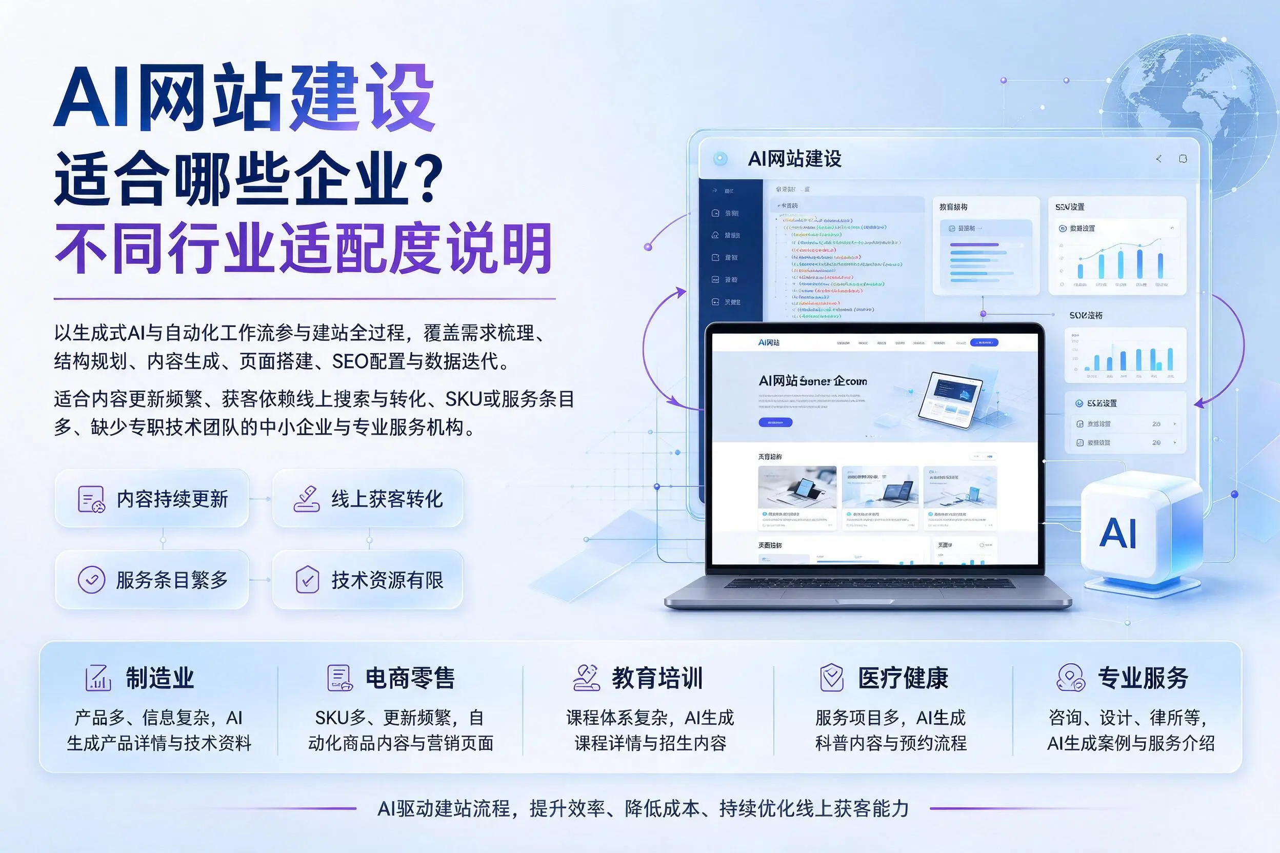 AI网站建设适合哪些企业？苏州不同行业适配度说明